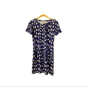 Diane Von Furstenberg DVF Blue Silk Animal Print T-shirt Dress (25)